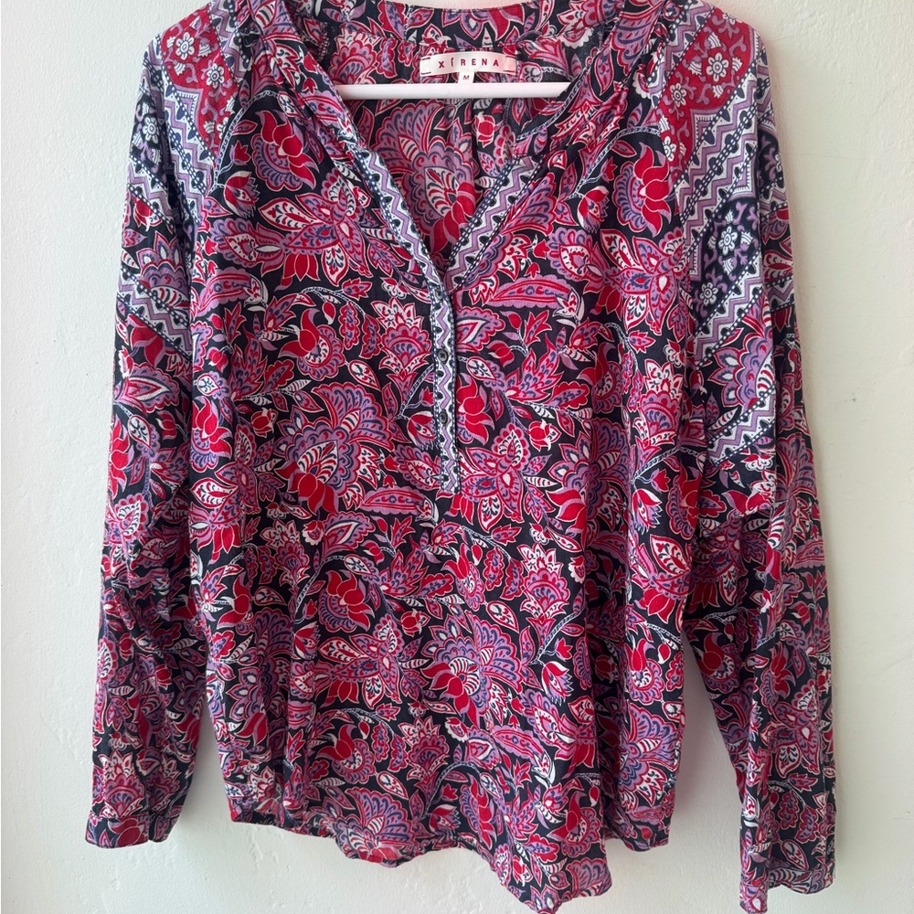XiRENA Women's Paisley Blouse - Red and Purple 
Never worn, brand new